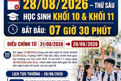 LỊCH TỰU TRƯỜNG NĂM HỌC 2026-2027